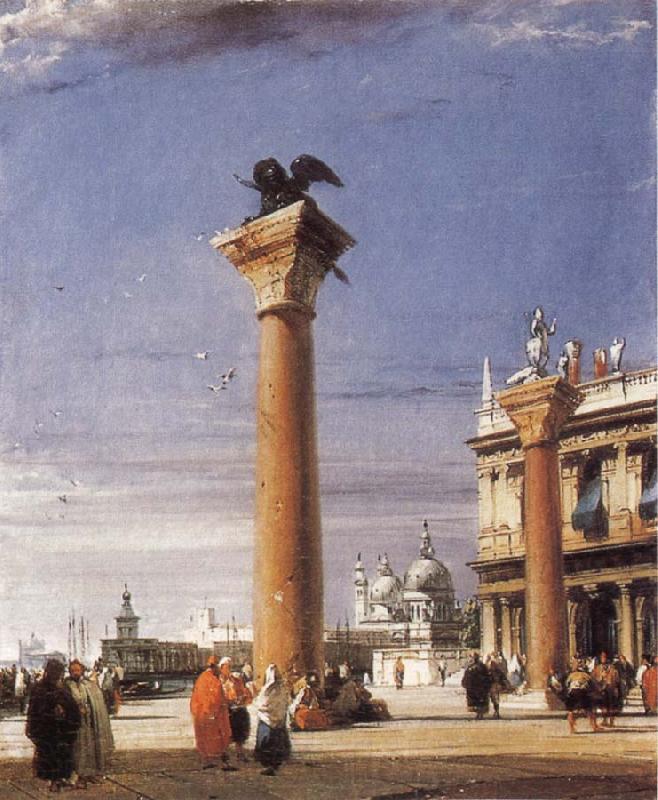 Richard Parkes Bonington The Column of St Mark in Venice Norge oil painting art